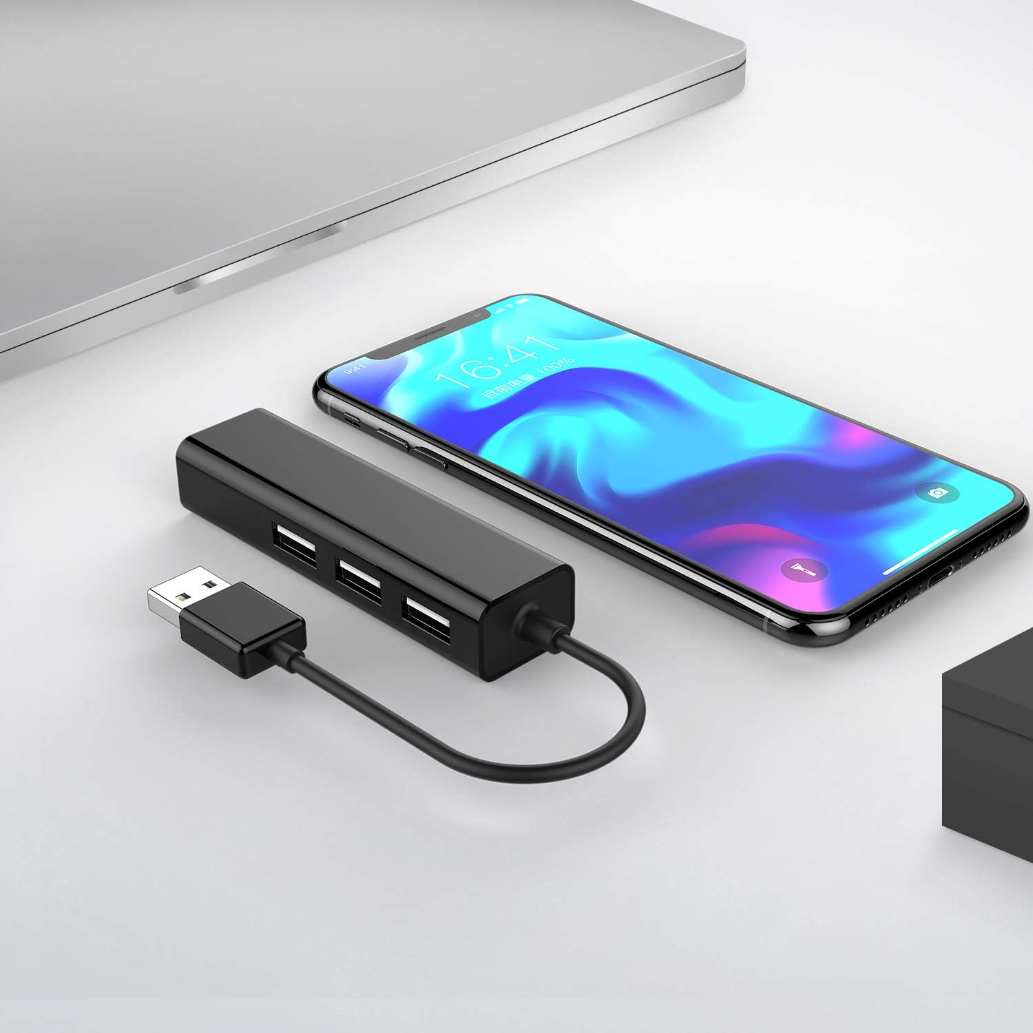 LENTION 3 USB Ports Hub with RJ45 LAN Adapter Laptop Ethernet Dock Network Extender Compatible MacBook Air/Pro (Previous Generation), Chromebook, Windows Laptop, More (Black): Computers & Accessories