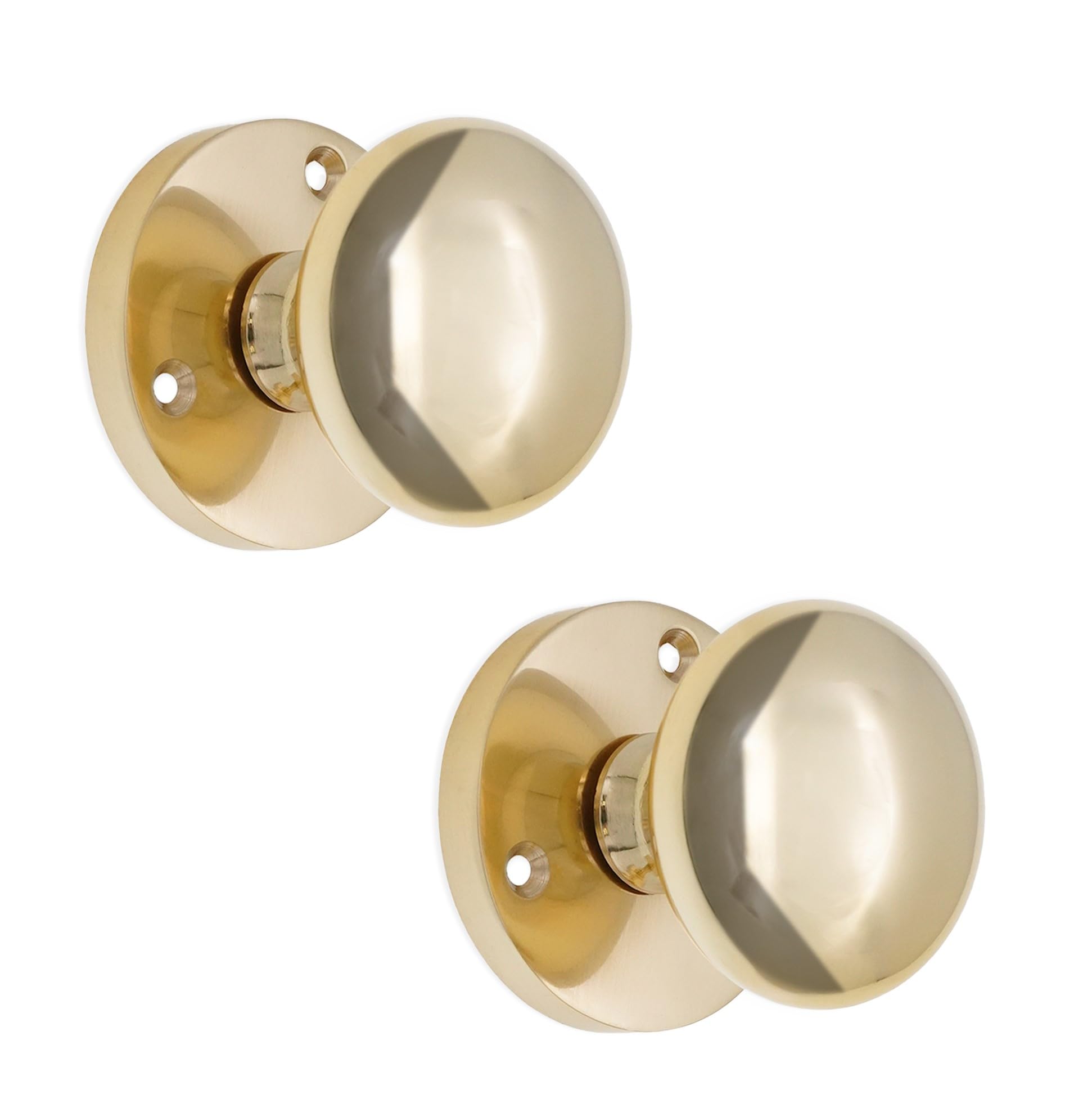Infinity Decor Polished Brass Victorian Round MORTICE Door KNOBS Pair Pull Latch Handles Set Heavy Sprung Solid Brass