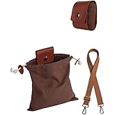 Foraging Bag Collapsible Canvas Pouch for Outdoor Hiking, Bushcraft, Beachcombing, Collecting Mushroom, Nuts, Seashells, with Adjustable Shoulder Strap, Brown