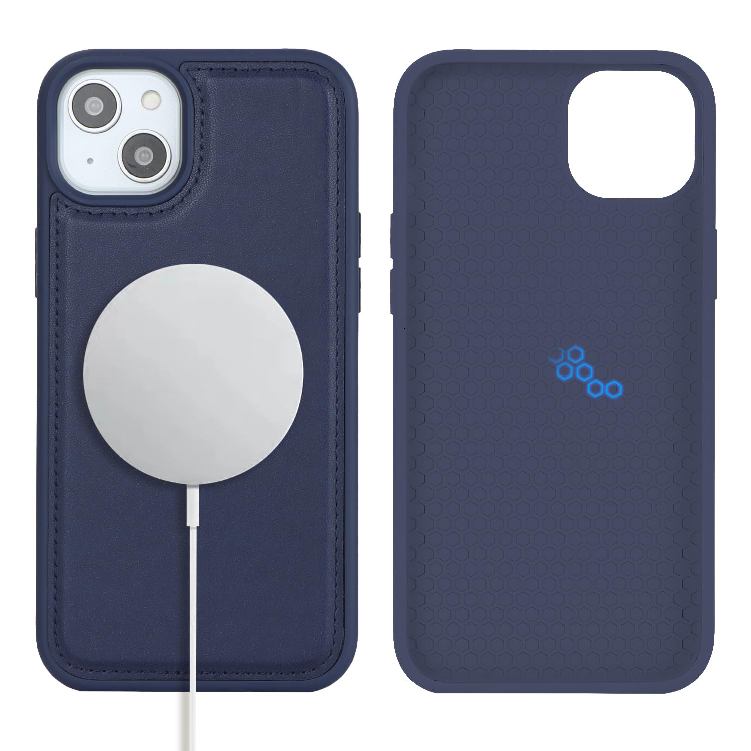 Photo 1 of ?????? for iPhone 15 Plus Case magsafe Compatible iPhone 15 Plus Phone case for Women Leather Magnetic Cover for Men-Blue