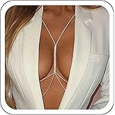 Zeshimb Rhinestone Body Chain for Women Layered Crystal Body Necklace Sexy Beach Bikini Bra Chain Sparkly Diamond Tassel Belly Waist Chain Nightclub Body Accessory Jewelry