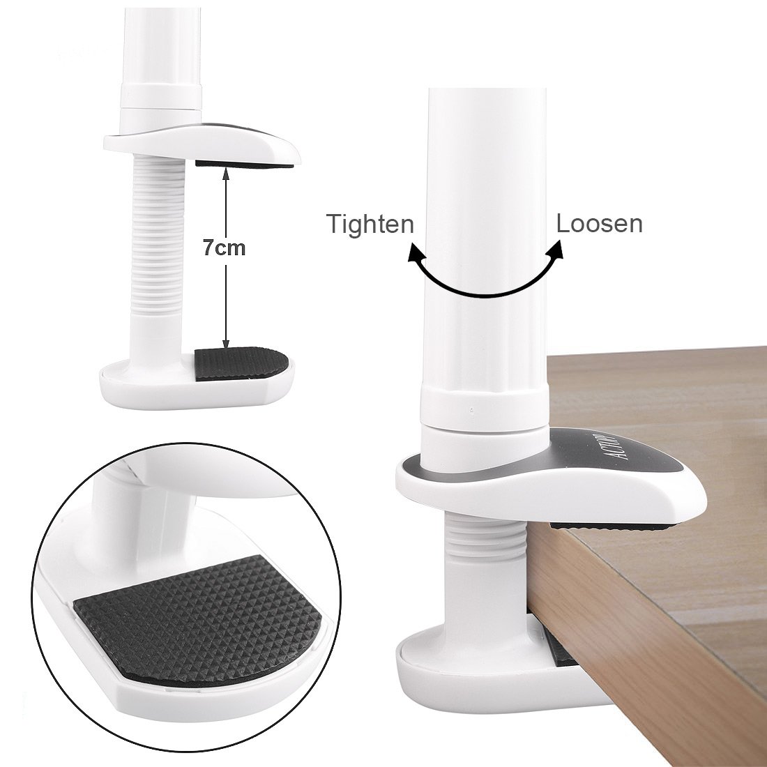 AcTopp Soporte Tablets Soporte Moviles 2017 Nuevo con Tres Betas Abrazos Flexibles Giratorio 360º Para Mesa Asiento Escritorio Cabecera de Cama Mesilla Estirado 11.5-18.5CM para iPad Tablets y Móviles de Pantalla Grande Color Gris