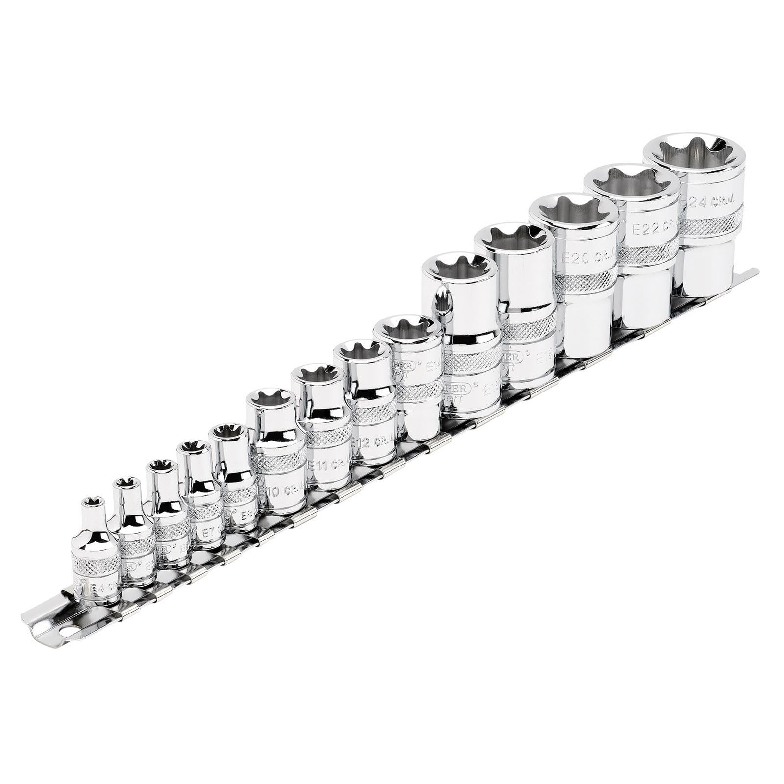 Draper 34415 1/4, 3/8, 1/2-Inch Square Drive Draper TX-Star Socket 14 Piece Set , Blue