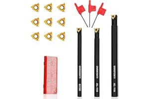 Joogto SNR0008K11, SNR0010K11, SNR0012M11 Indexable Lathe Turning Tool 12Pcs Kit, 3 Pcs Metal Lathe Tools Holder Set, with 9Pcs 11IR A60 Carbide Inserts Turning Inserts Carbide Turning Tool