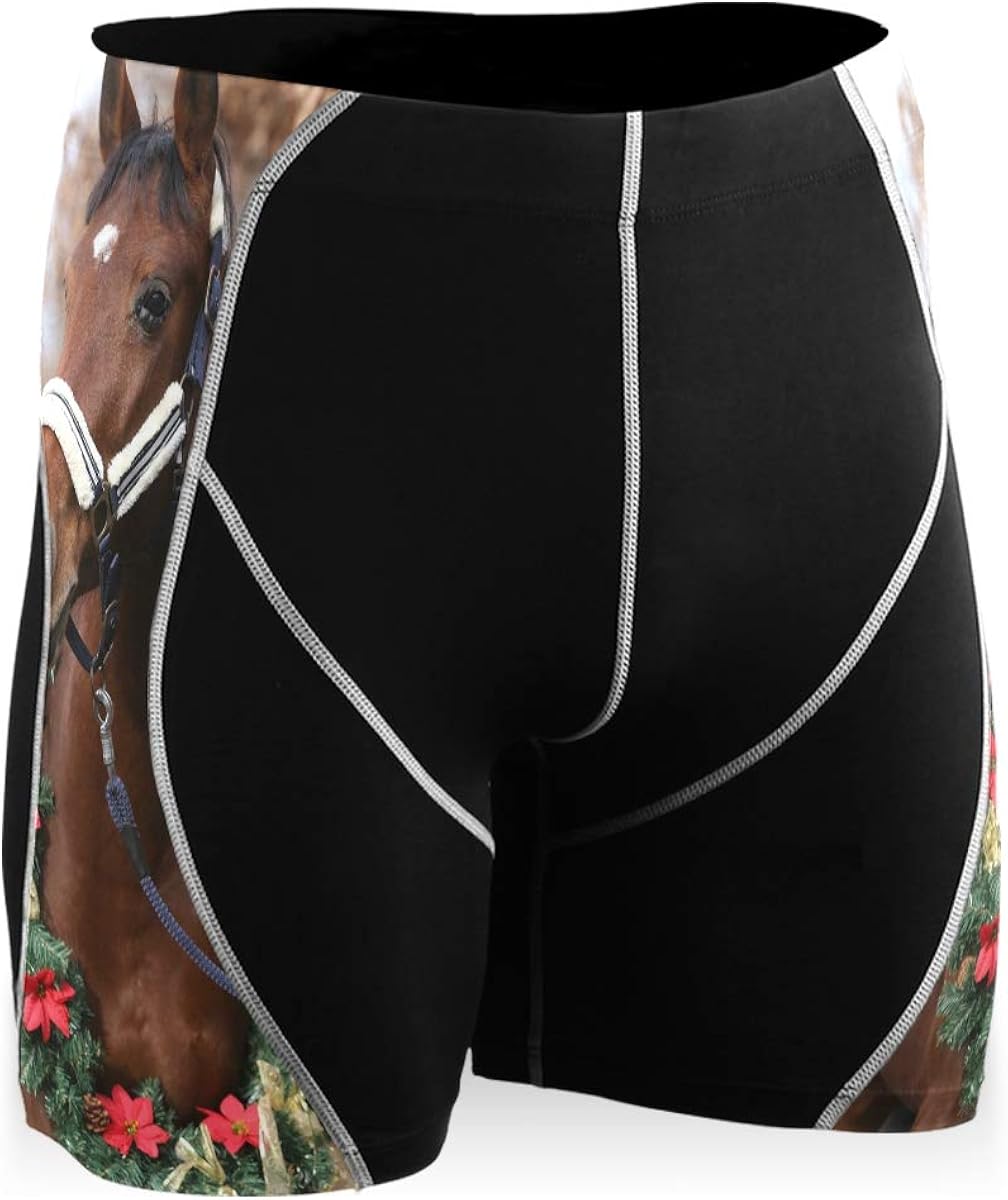 Saddle Horse Beautiful Men's Compression Shorts Workout Training Quick