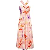 GRACE KARIN 2025 Women's Criss Cross Halterneck Sleeveless Summer Floral Print Flowy A Line Maxi Dress