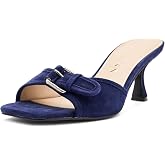 Guess Women's Dista Heeled Sandal, Dark Blue Suede 400, 8