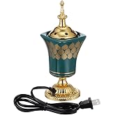 VOSAREA Electric Incense Burner, Arabian Style Electric Bakhoor Burner, 7.66 in Ceramic Censer for Home, Office, Yoga, Tea Room Tabletop Decor (Green, US Plug)