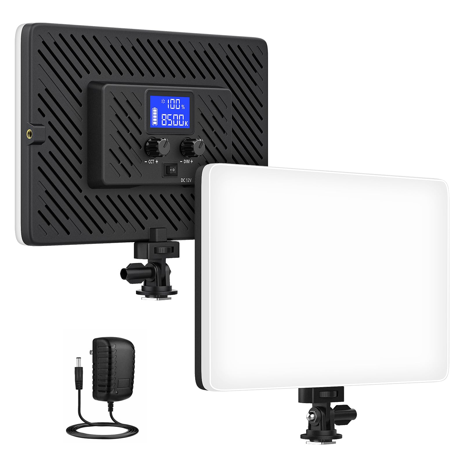 Photo 1 of QEUOOIY Led Video Light Panel, 20W Bi-Color Photography Lighting Kit with 4000mAh Battery, Dimmable 2500-8500K Conference Studio Light for YouTube/TikTok, AC Power Charger