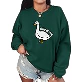 Lytiarul Cute Silly Goose Sweatshirt for Women Teen Girls Duck Letter Graphic Crewneck Long Sleeve Shirt Hoodie Pullover Tops