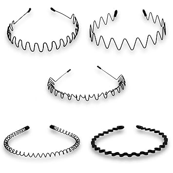 Timoo 5 Pcs Metal Spring Wavy Hairband Hair Hoop Simple