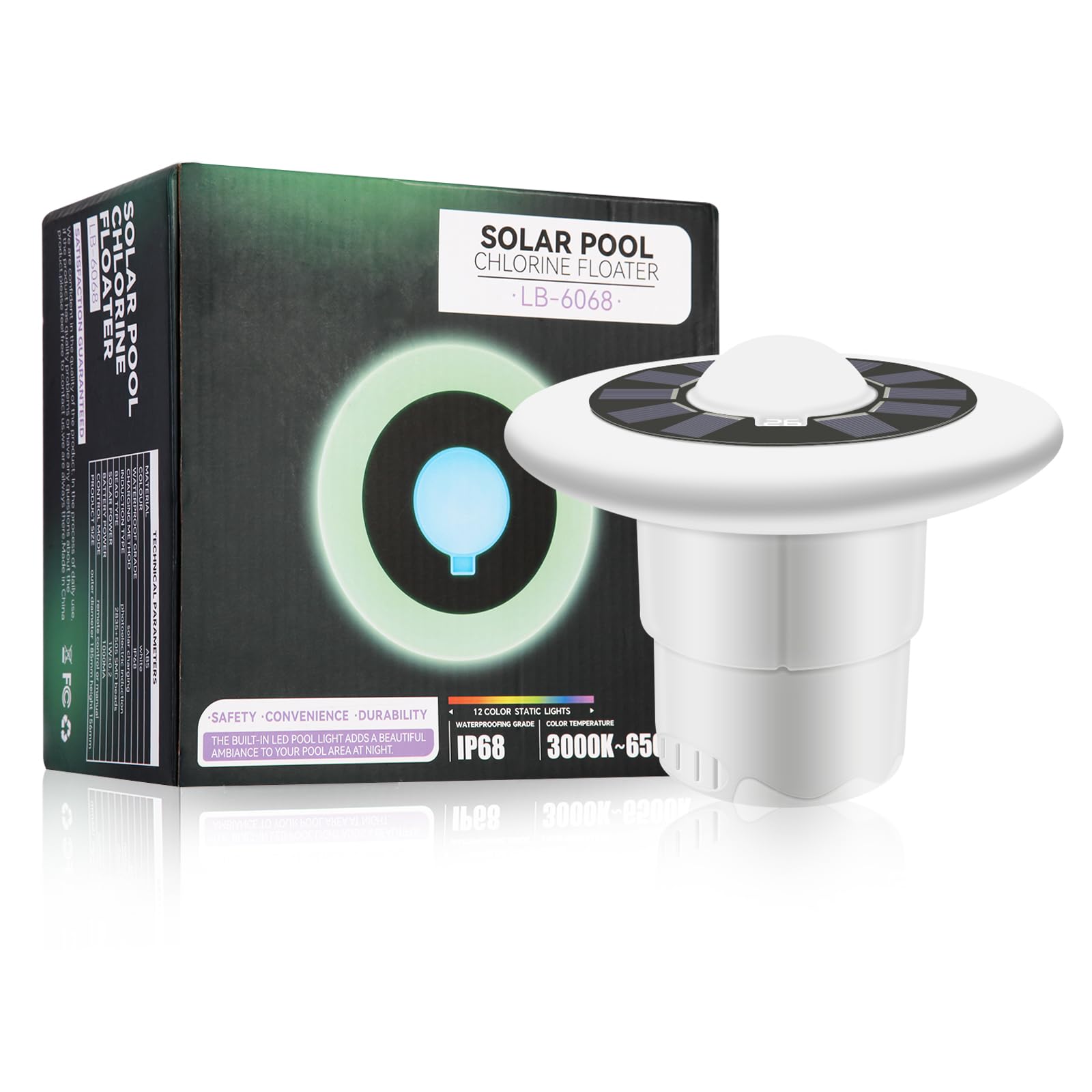 Photo 1 of Solar Pool Chlorine Float, Chlorine Float 12 Light adjustments, Water Temperature Display, Adjustable Release and Easy Open Pool Chlorine Float