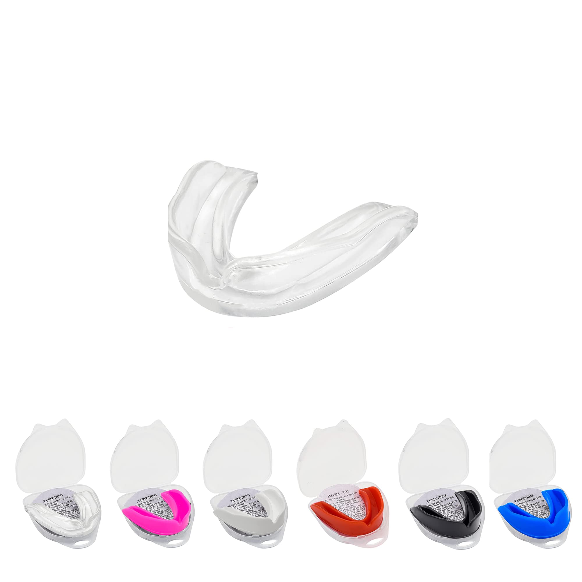 Mouthguard Slim Fit, Junior Gum Shield with Case for Kids Youth for School Combat Sports MMA, Rugby, Judo, Karate, Hockey, Soccer, MMA Boxing, Martial Arts, Basketball (Transparent, Adults (+12)) — image 1