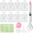 SEQUHITKU 17 Pack Travel Pouches for Toiletries,TSA Approved,Travel Size Portable Containers,Stand Up Pouch,Refillable Travel Accessories for Shampoo Conditioner Lotion Soap Liquids (C-17pcs)