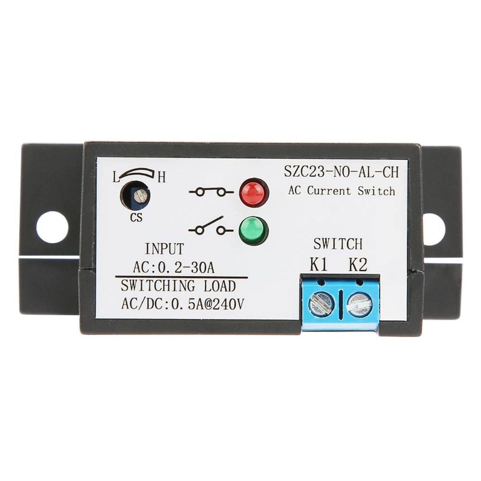 Jadeshay Current Sensing Switch,0.2-30A Adjustable Current Sensing Switch Relay Current Detection Alarm Module Transformer for Automated Industrial Control with LED Indicator, Normally Open