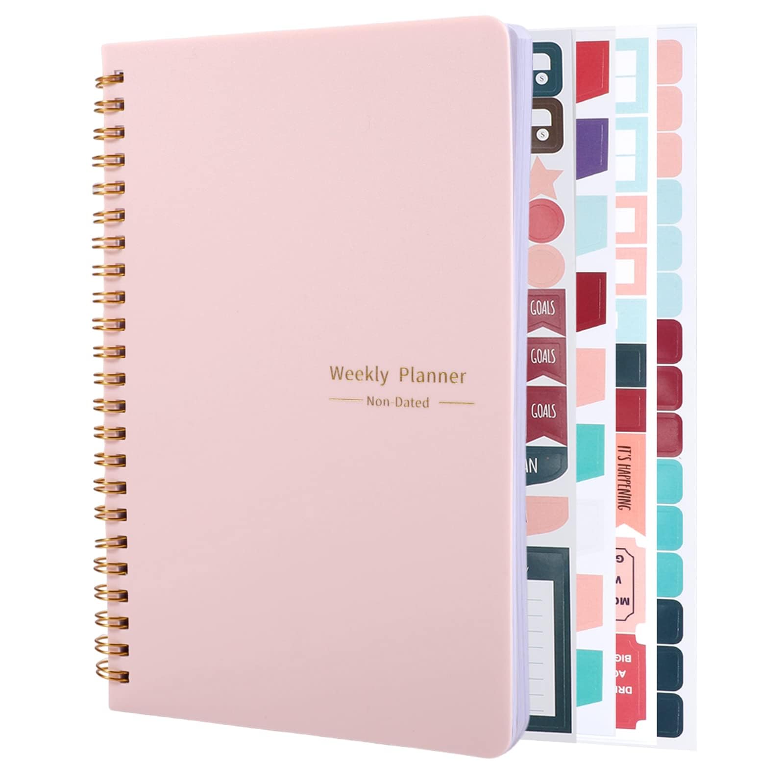 SinChic Weekly Planner Notebook,To Do List Notebook 52 Pages A5 Spiral Productivity Checklist Organizer with 4 Sheets Plan Stickers for Work Planner College Schedule Pink
