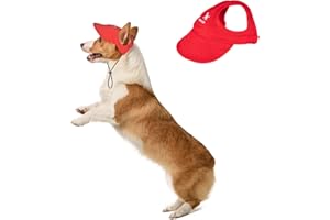 HDKUW Dog Hat with Ear Holes, Dog Baseball Outdoor Cap, Adjustable Summer Travel Sport Hat for Small Medium Dogs Red XL