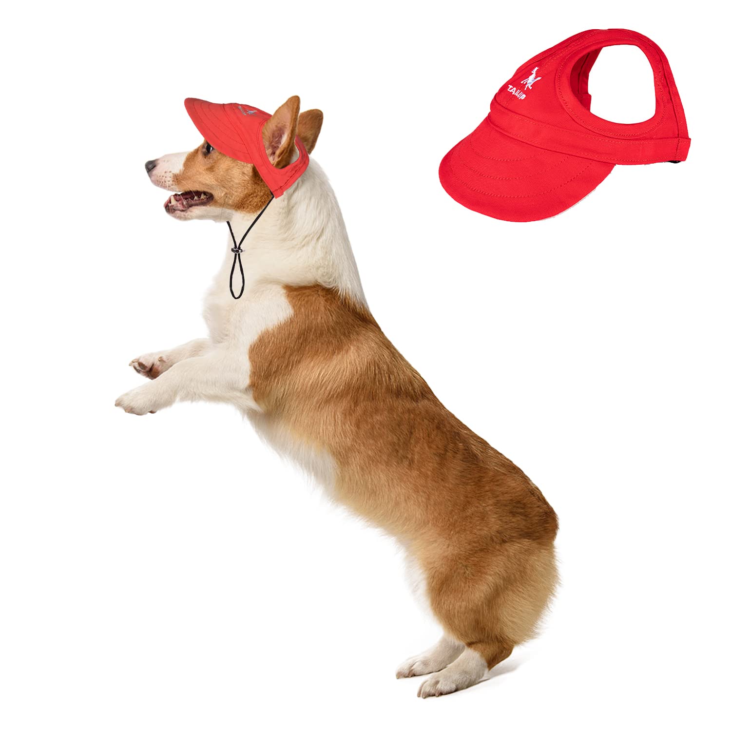 BT Bear Dog Hat with Ear Holes,Dog Baseball Outdoor Cap,Adjustable Summer Travel Sport Hat for Small Medium Dogs(M,Bright Red)