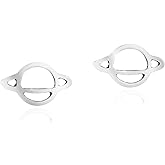AeraVida Charming Celestial Planet Saturn .925 Sterling Silver Stud Earring | Casual Sterling Silver Stud Earring for Women | Jewelry Gift for All Occasions