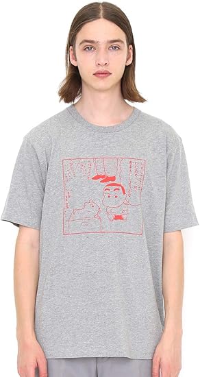Amazon グラニフ Graniph コラボレーション Tシャツ わたあめ クレヨンしんちゃん ヘザーグレー メンズ レディース G100 G107 Tシャツ カットソー 通販