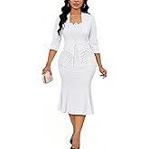 Elegant Church Dress for Women Midi Dresses Work Wear Vintage Pencil Dress for Business Casual Outfits