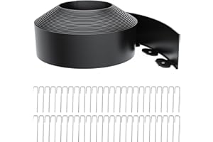 LXVOOEE Landscape Edging 4 Inch Tall 40FT with 50Pcs Metal Spikes, Plastic Garden Edging Border Landscape Edging Border Lawn Edging for Landscaping, Flower Bed, Yard