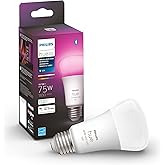 Philips Hue White and Colour Ambiance 10.5W Equivalent 75W A19 Base E26 LED Smart Bulb, Colour Changing, Bluetooth & Zigbee C