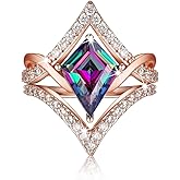 Ancofi Alexandrite Engagement Rings for Women Wedding Ring Promise Rings for Her Rose Gold Mood Birthstone Rings Christmas Anniversary Birthday Valentine's Day Gift