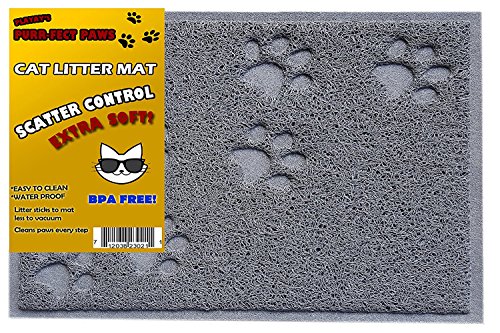 BPA Free Premium Quality Cat Litter Mat - Food Mat - small -Best Quality Cat Litter Mat Catcher Trapper with Scatter Control - Waterproof Litter Mat-Odor Repelling- Soft on Cats Paws