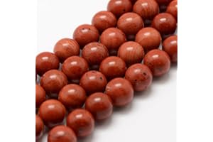 58pcs 0.24inch Natural Red Jasper Beads Round Gemstone Beads Loose Spacer Bead for DIY Necklace Bracelet Earrings Jewelry Mak