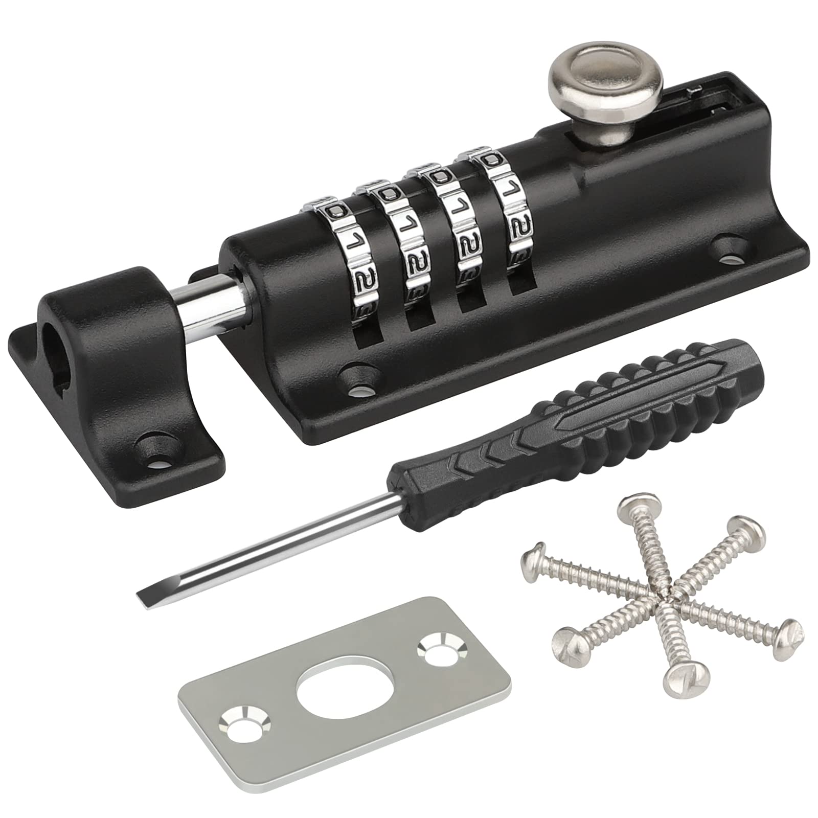 Spopal Combination Locking Bolt, [Weatherproof & Burglar Proof] 120mm Combi-Bolt 4 Digit Unique Combination Locking Bolt, Thicken Solid Zinc Alloy Door Latch Lock for Home, Gate, Shed, Garage, Fence