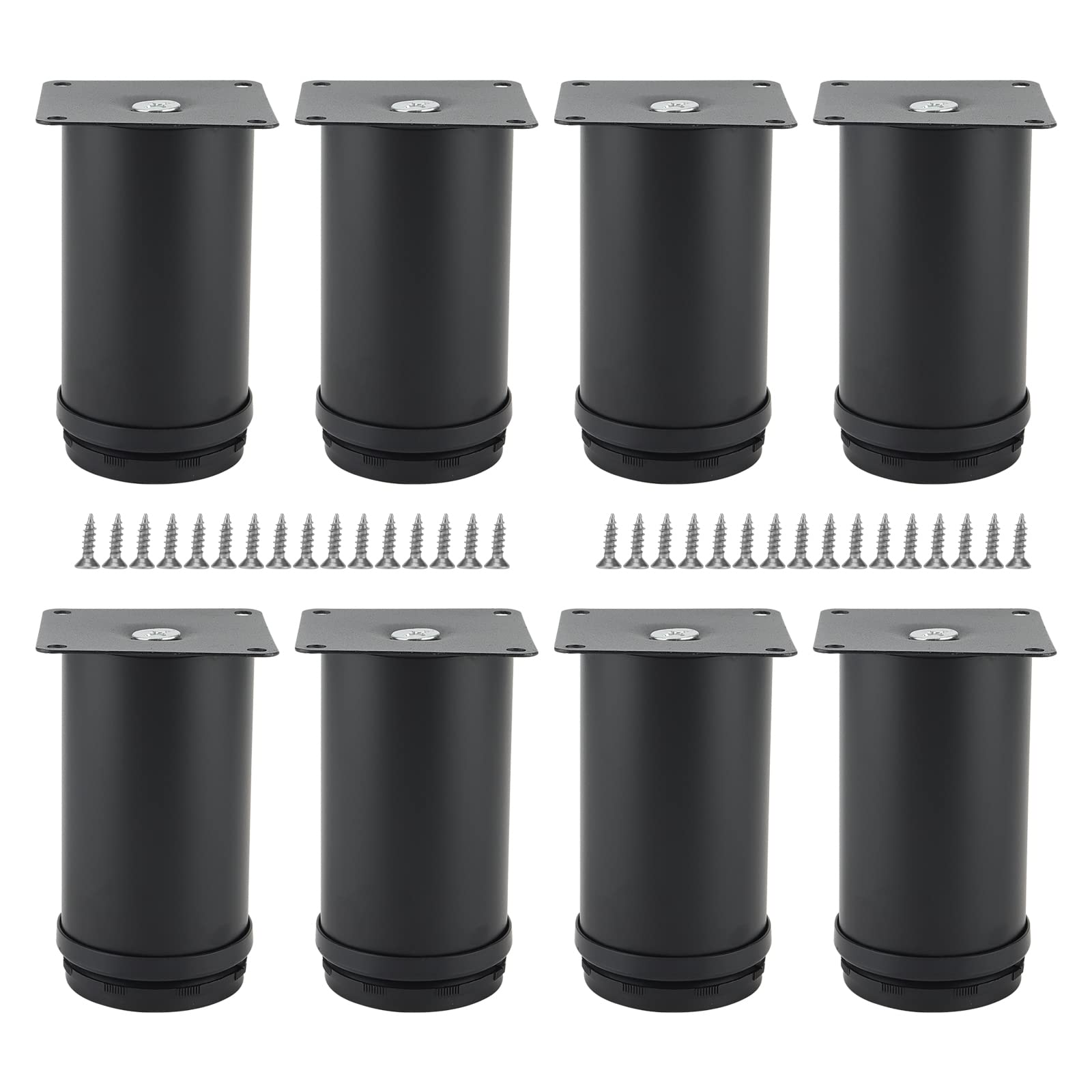 MUKCHAP 8 PCS 50 x 100mm Black Adjustable Furniture Legs, Stainless Steel Adjustable Furniture Feet with Screws, Metal Cabinet Feet for Nightstand