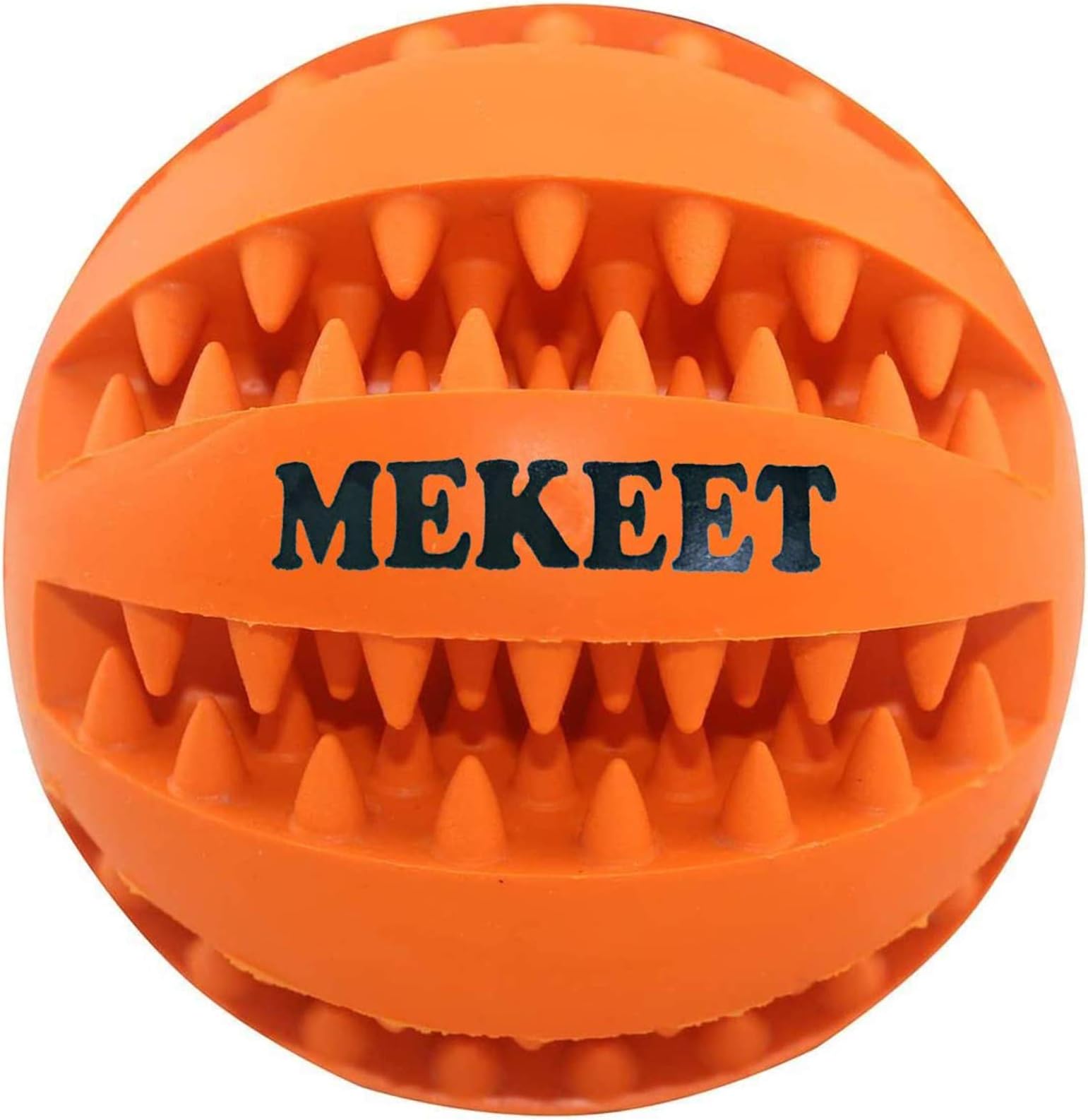MEKEET Dog Ball Chew Toy Tooth Cleaning Play Rubber Ball Treat Toy Nontoxic Bite Resistant Pet Exercise Game Toy Puppy Ball for Small Medium Large dog (Orange)