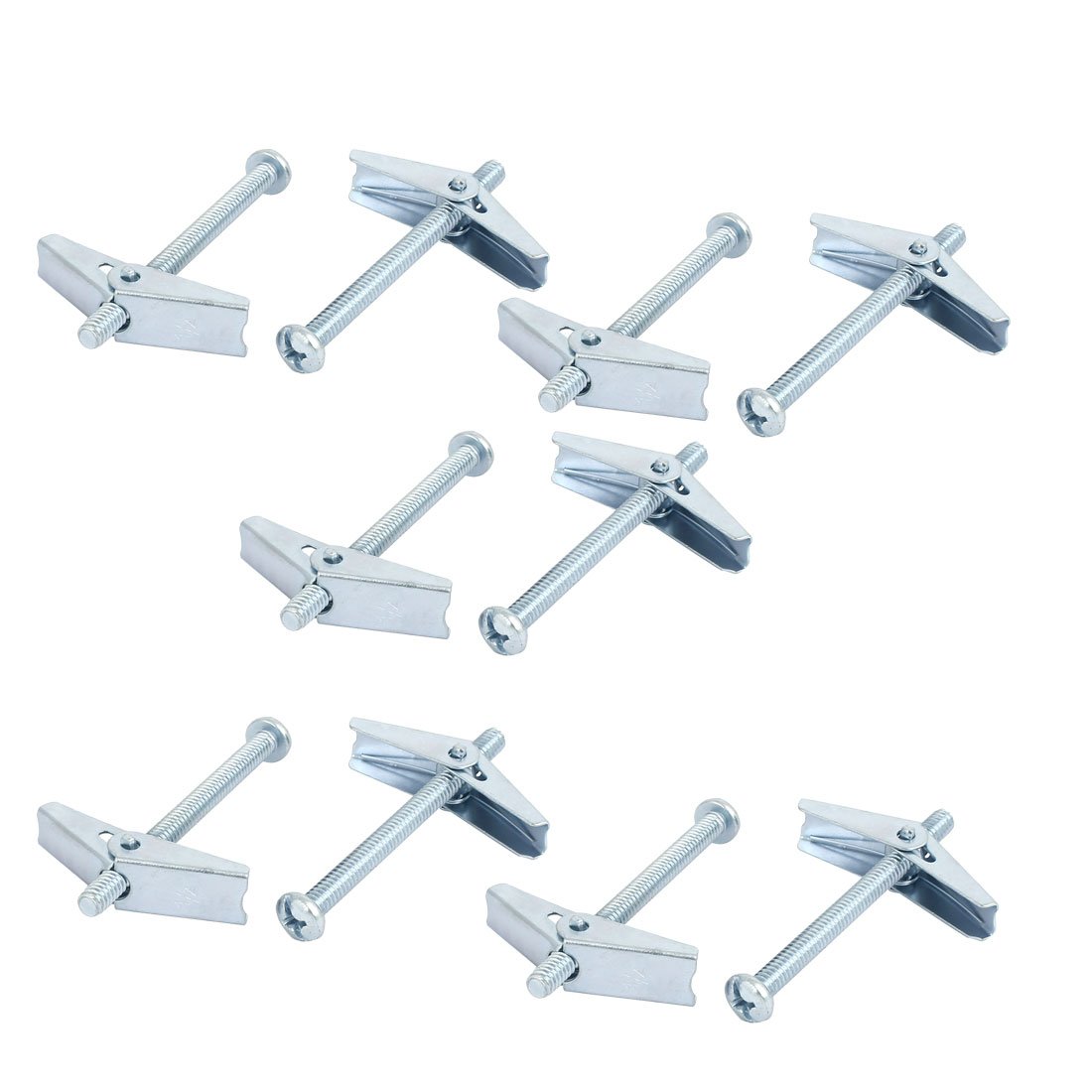 Sourcingmap 1/4-inch x 3-inch Male Thread Spring Loaded Hollow Wall Round Head Toggle Bolt 10pcs