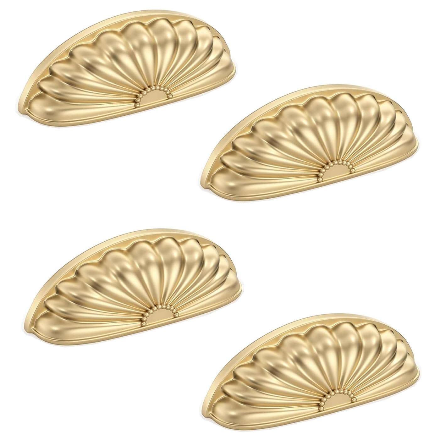 SYZOW Brushed Gold Cabinet Cup Pulls 76mm Hole Center, 4 Pack Brass Drawer Pulls Kitchen Hardware Cabinet Handles Dresser Handles Knobs (Gold)