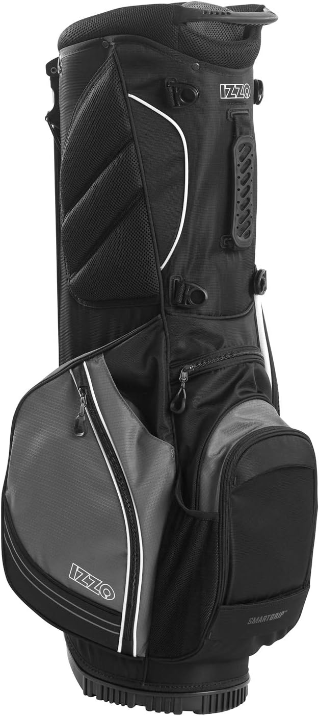 Izzo Golf Ultra-Lite Stand Golf Bag with Dual-Strap & Exclusive Features, Black/Gray: Sports & Outdoors