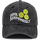 Kueyealp Pickleball Hats for Men Women, Adjustable Embroidered Cotton Dink Responsibly Pickleball Baseball Cap
