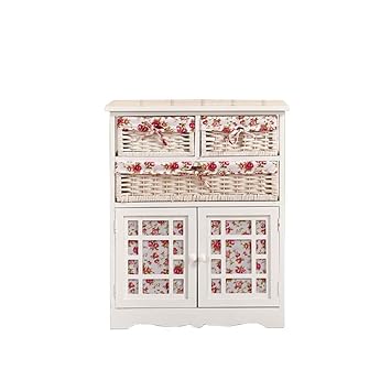 Tason Shabby Chic Rattan Chest Of Drawers White Wooden Storage