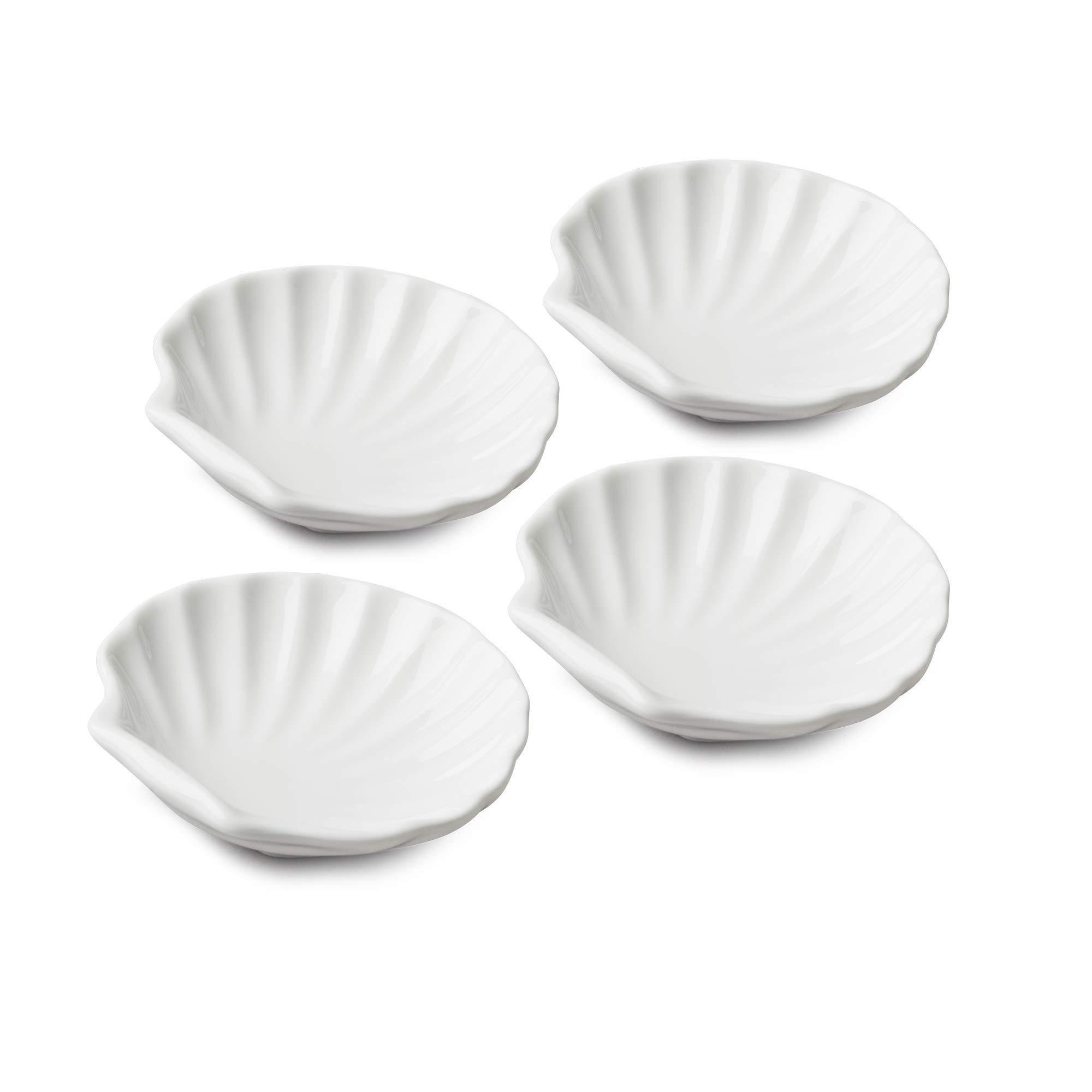 WM Bartleet & Sons 1750 TSET112 Traditional Porcelain Set of 4 Shell Design Serving Dishes 10cm – White