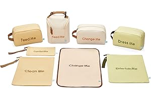 Easy Baby - Diaper, Bottle, and Supplies - Organizer Pouches and Changing Pad - Change, Feed, Dress, and Clean Me (8 Pack Sed