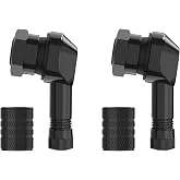 SUNSOUL 90 Degree Motorcycle Valve Stem, 2Pcs Anodized with Valve Stem Caps | 6061-T6 CNC Aluminum, Matte Black Anodized Surface, Diameter 10-11.3mm, Fits Harley, BMW, Honda, Kawasaki, Suzuki, Yamaha