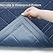 VIVAGLORY Cat Litter Mat for Catching Litter, Cats Litter Rug Catcher, Waterproof Pet Feeding Food Mats for Kitty Dog Small Animals, Non-toxic Safety for Pets, Navy Blue-Modern Pattern