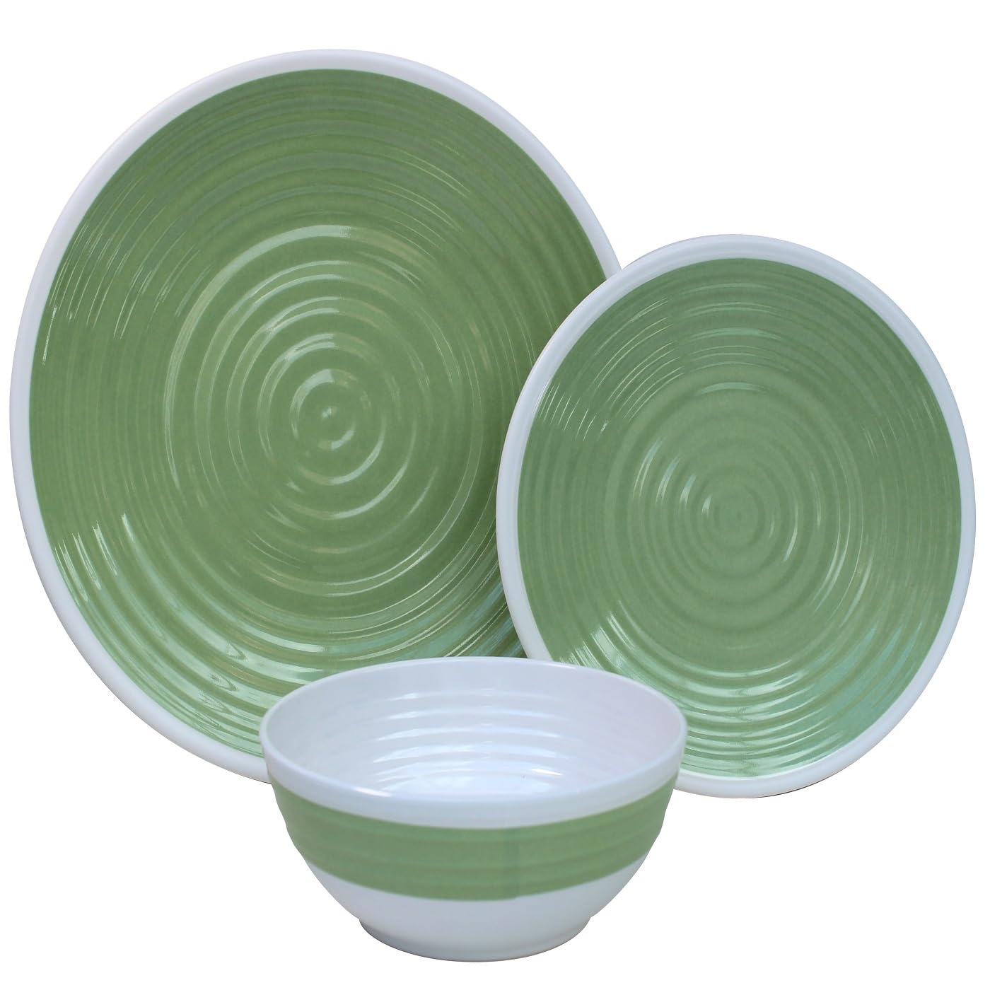 Premium 12pc Melamine Plate and Bowl Dinner Set Camping Tableware (Lime)