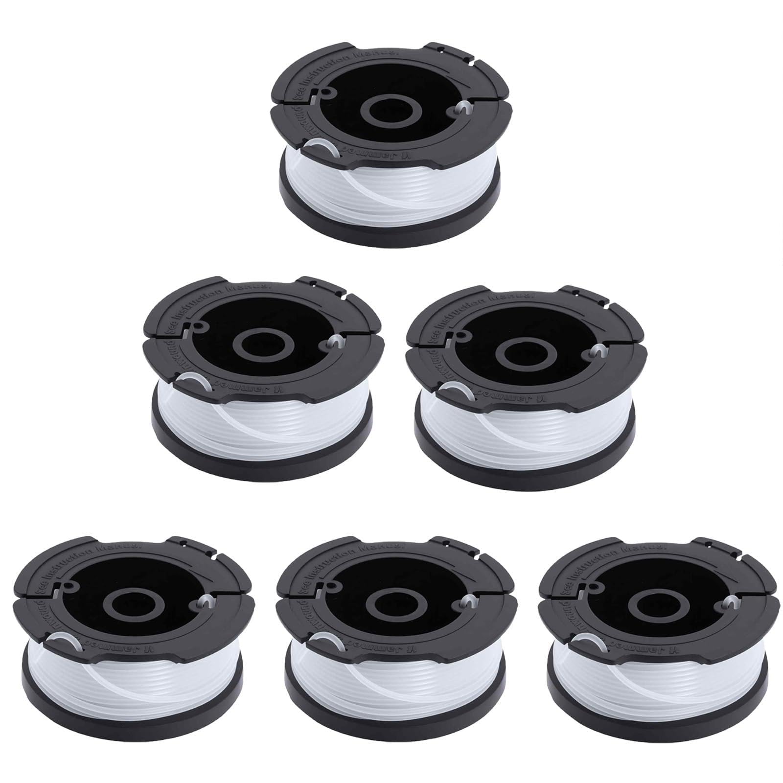 Poweka A6481 trimmer Spool Compatible with Black Decker Reflex Strimmer Spool Line Replace A6485 ST5530-GB GLC3630L20-GB STC1820PC-GB BESTA530-GB BESTA525-GB - Pack of 6