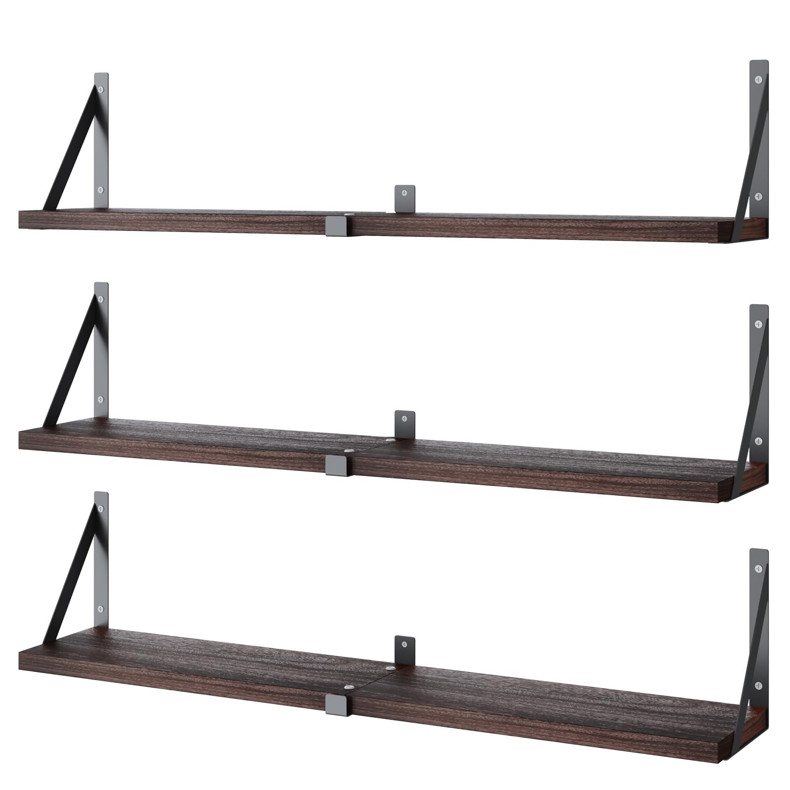 Photo 1 of Austin yan Floating Bookshelf ?33inch, Wall Mounted Shelves for Living Room, Kitchen Organization,Bathroom, Bedroom Décor,Hanging Decorative Wall Shelves,Set of 3 Dark Brown