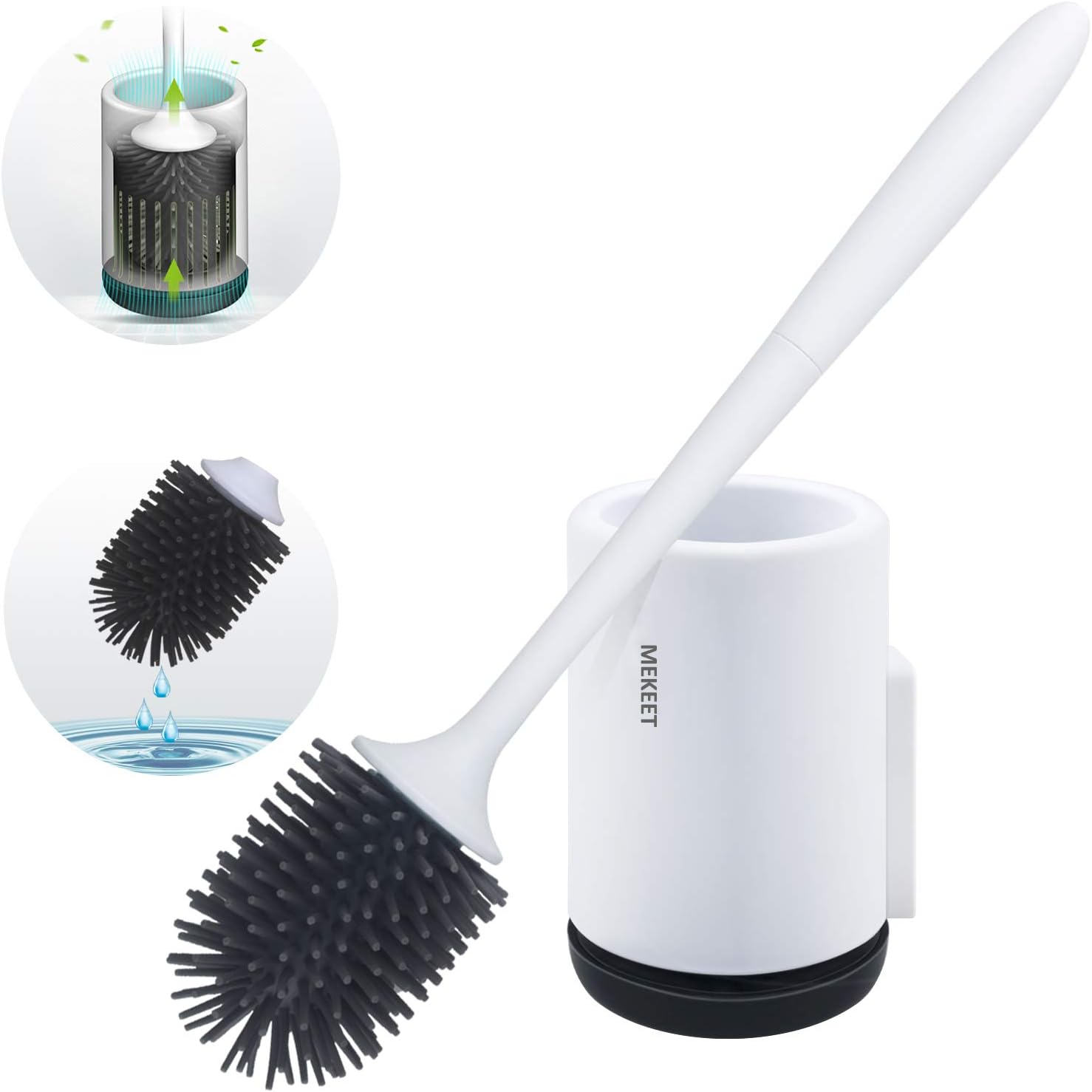 MEKEET Silicone Toilet Brush and Holder, Bathroom Toilet
