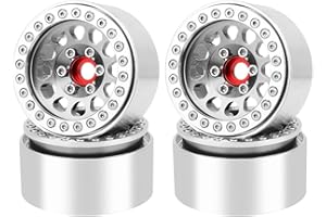 Pothyes Aluminum 1.9 Beadlock Wheels Rims for 1/10 RC Crawler Axial SCX10 I II III Capra TRX4 TRX6 VS4-10 Gen8 MST CFX Upgrades Parts (Silver-Titanium)