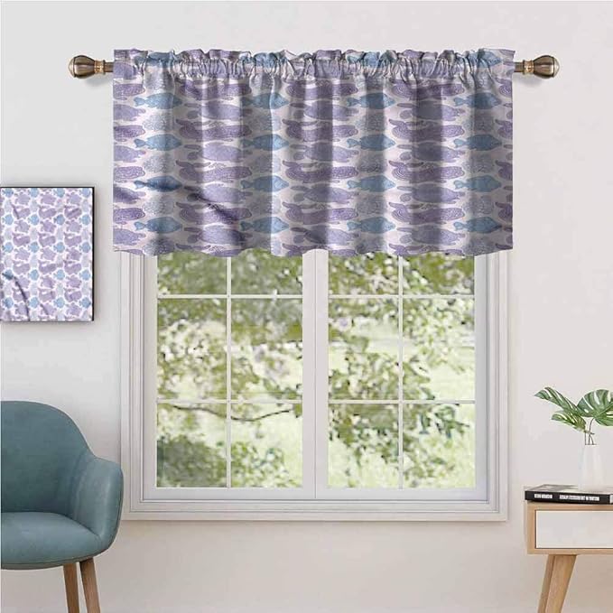 Hiiiman - Cortina de bloqueo UV con cenefa de vida marítima Paisley