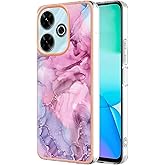 Dinglijia Slim Phone Case for Redmi 13 4G,Hard IMD Marble Pattern Fashion Design Case for Girls,Enhanced Camera and Screen Protection Cover for Redmi 13 4G,BKC Pink