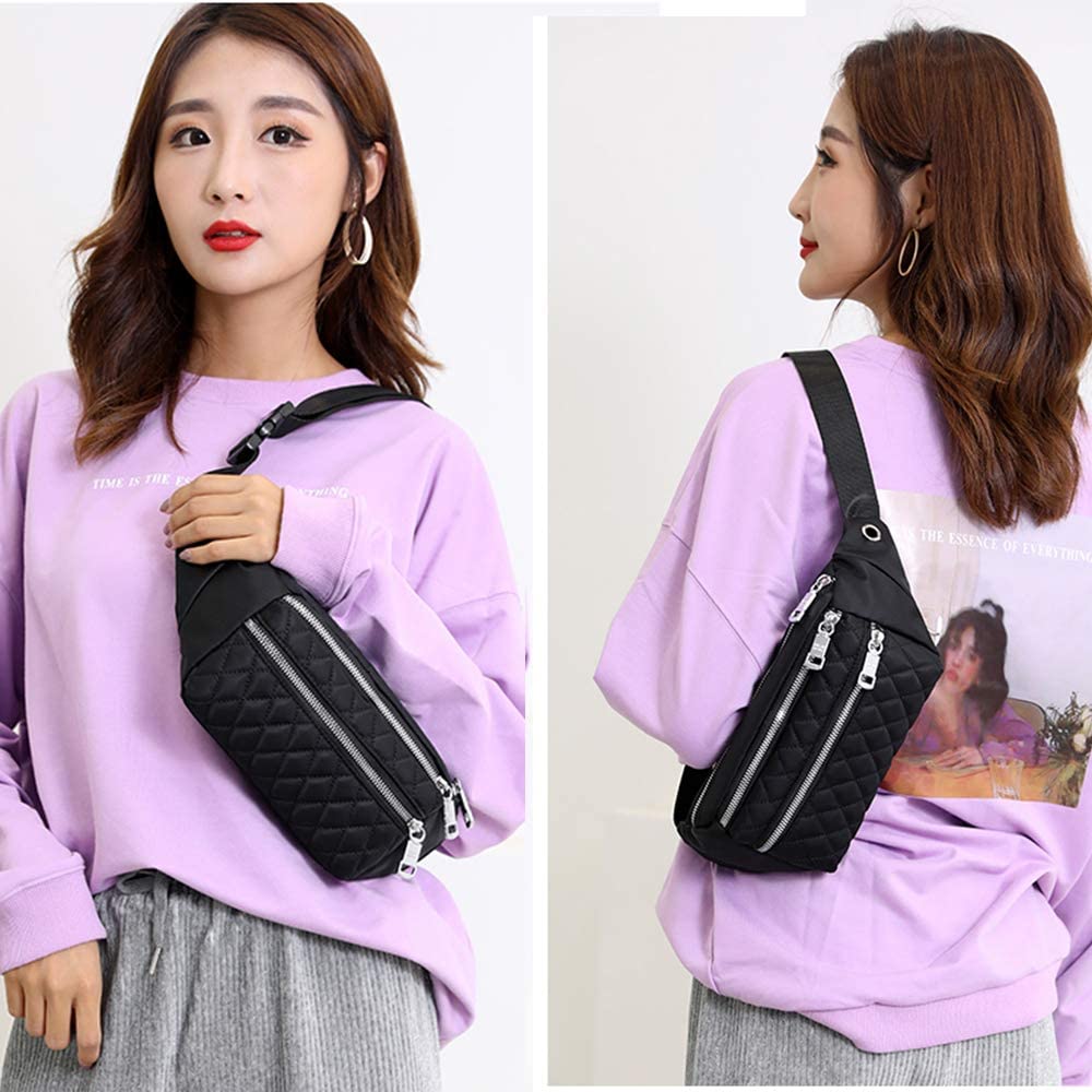 Black Designer Fanny Pack for Women Men Waterproof Travel Waist Bag Cute Small Fanny Pack Crossbody Purse Running Hiking Waist Pack Girls Belt Bag Fashion Walking Fanny Pack